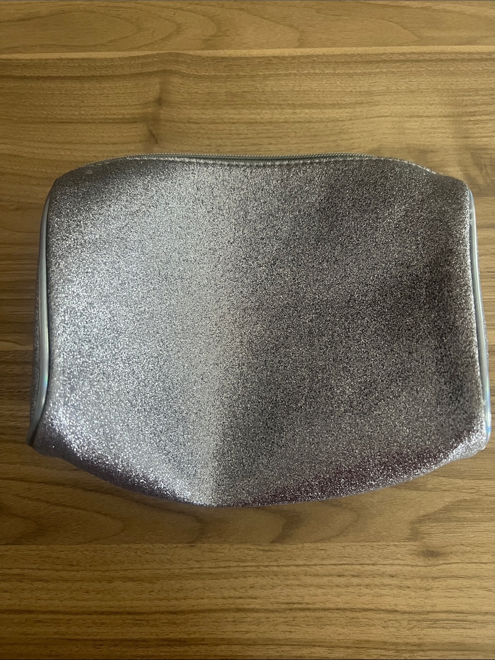 Glitter Metallic Cosmetic Pouch - Silver